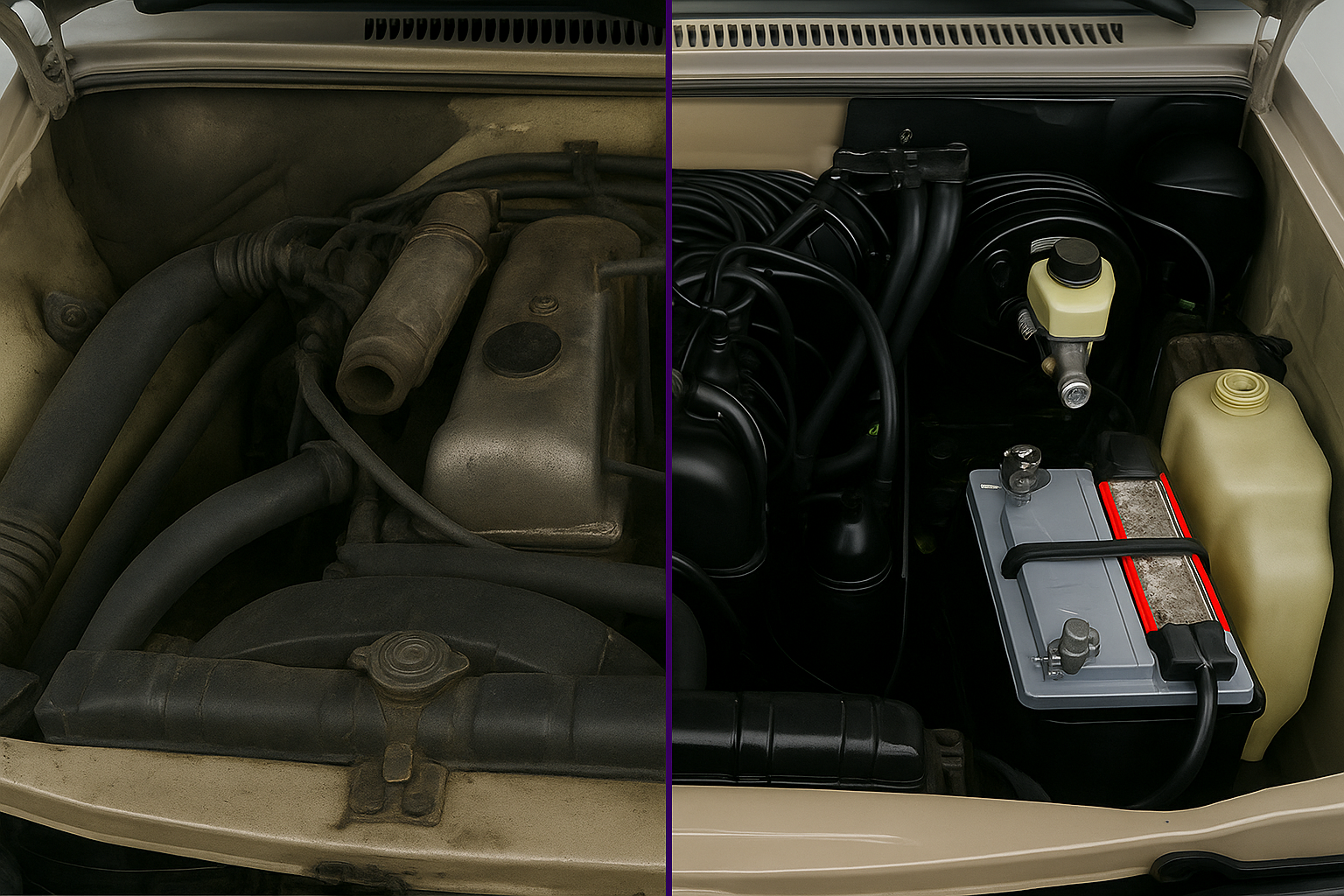 Clean car engine bay